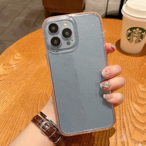 Glitter Phone Case iPhone 15 Clear Phone Case Girly Phone cover iPhone 13 Pro - Picture 3 of 10